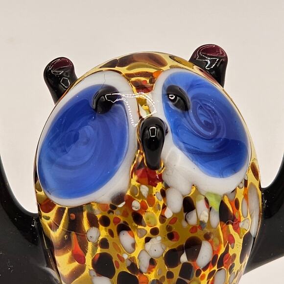Murano Style Glass Owl Figurine Miniature Hand Blown Colorful Art Sculpture - Picture 4 of 8